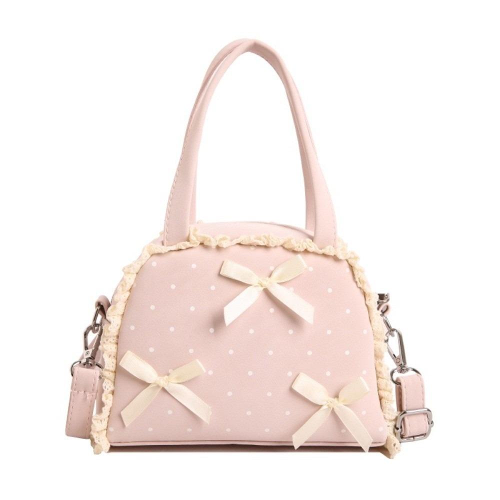 Handtasche mit oberem Griff, Pünktchen, Rüschen-Umhängetasche, Süße Leder-Umhängetasche, Einkaufen