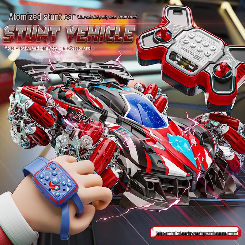 Voice-Controlled Stunt Car: Gravity Sensing, Sprays, LED Lights, Four-Wheel Drive - Fun Toy for Boys