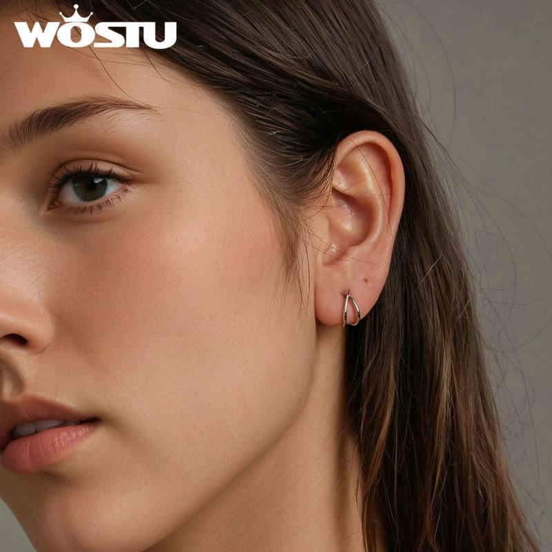 WOSTU 925 Sterling Silver Simple Hollow Out Hoop Earrings For Women Exquisite Jewelry Wedding Party Jewelry Accessories BSE1053