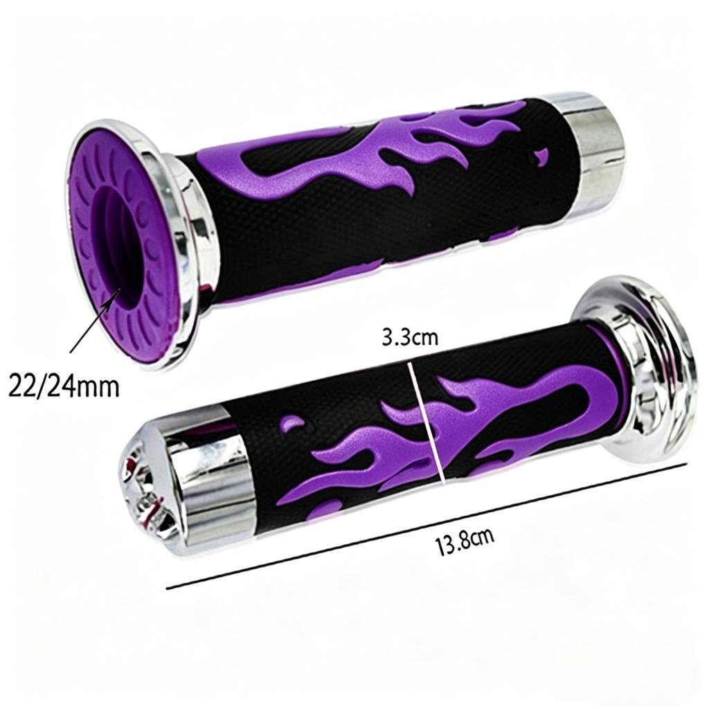 Flame Skull Throttle Knob Grips for 7/8 inch 22mm Motorcycle Handlebars Soft Rubber Construction for Rider Comfort and Safety