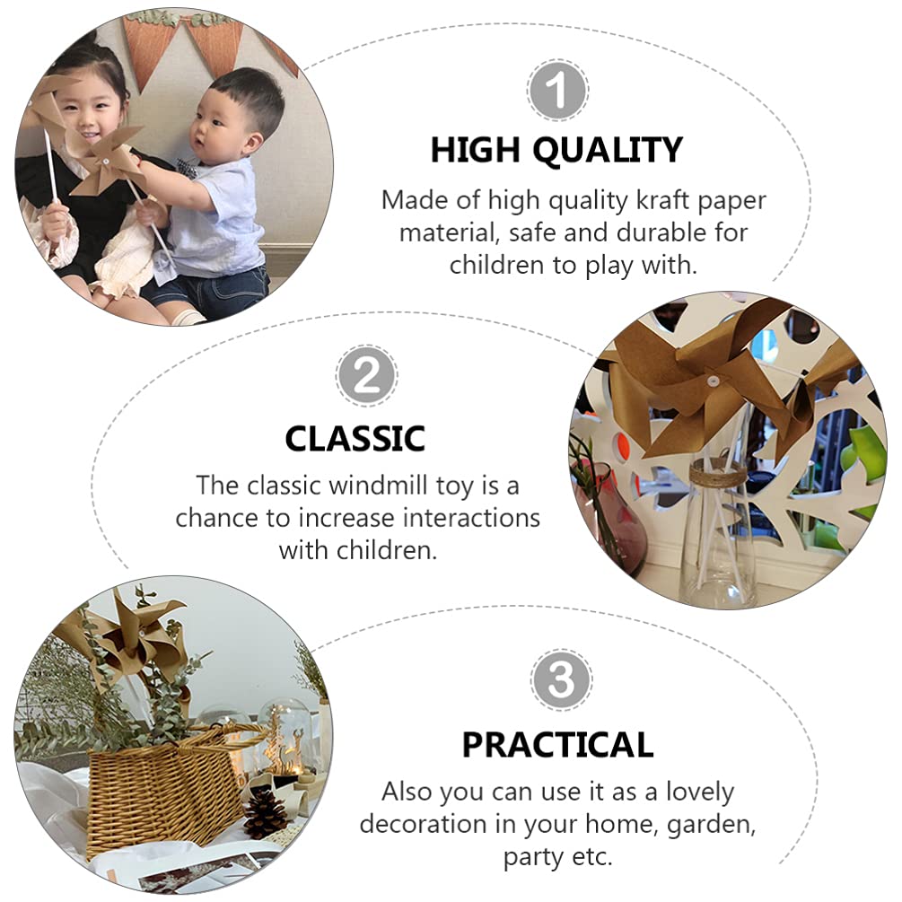 EXCEART 3-Piece Retro Paper Windmills for Outdoor Decorations and Photo Props for Birthday Parties