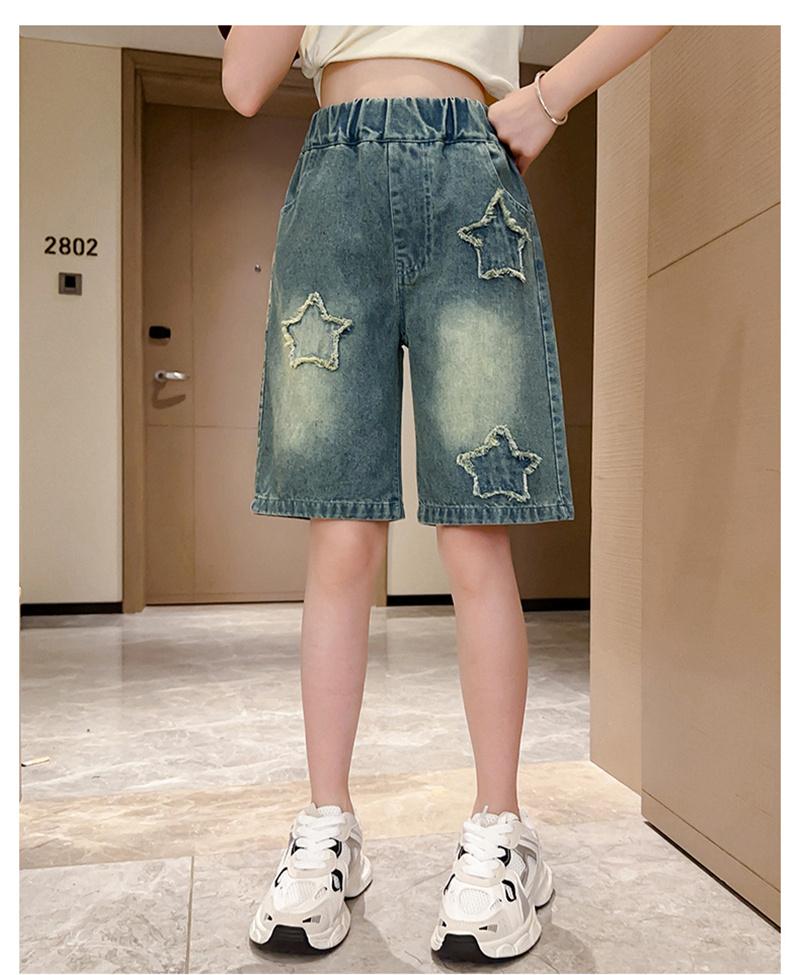 Girls Denim Shorts Summer Casual Loose Jeans Short Pants Children Wide Leg Pants Teen High Waist Straight Trousers