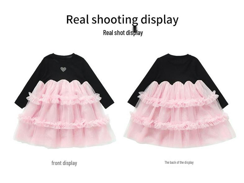Autumn 2025 Cute Long Sleeve Gauze Dress for Little Girls - Stylish Princess Design