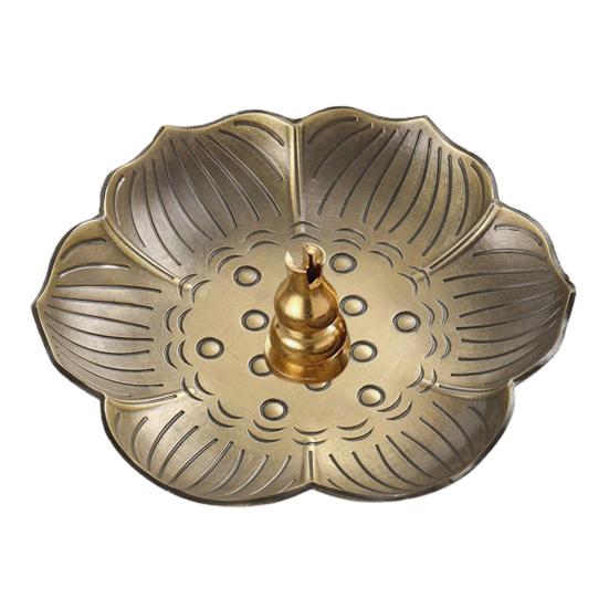 Realistic Incense Burner 9 Holes Portable Alloy Lotus Shape Incense Stick Holder for Living Room