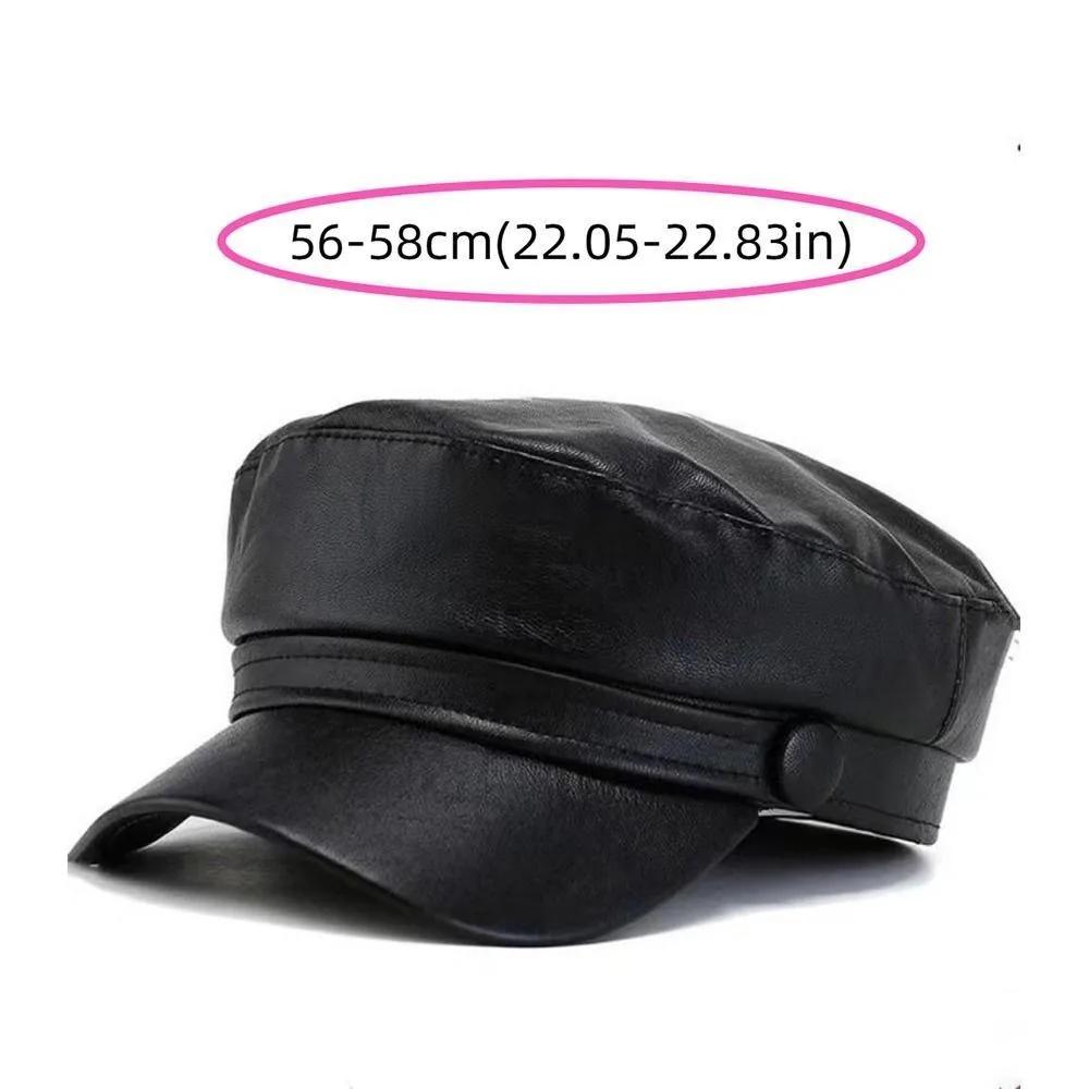 Fashion PU Leather Berets Korean Style Leisure Sun Hats Solid Color Sports Cap Women Men
