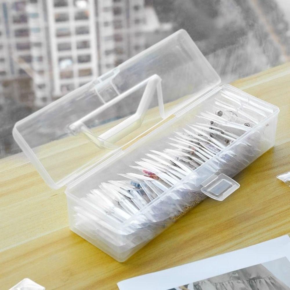 Big Capacity Photo Storage Box with Handle Transparent Cards Keeper Craft Storage Case  Label