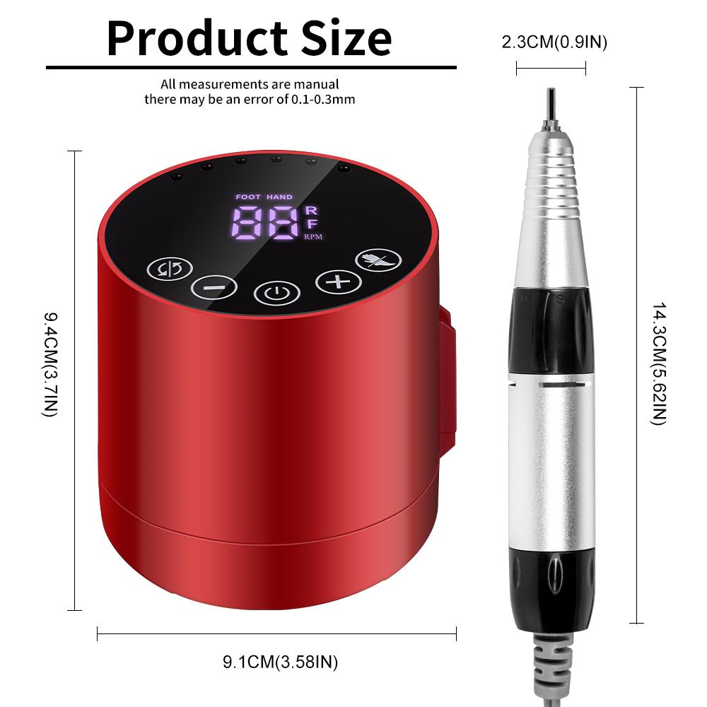 50W Electric Nail Drill Machine with Foot Pedal 35000RPM Nail Pedicure File for Manicure Salon Polishing Milling Low Noise Tools
