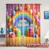 Flat Printing Curtains Without Rod Birthday Bliss Popular Versatile Fabric Art Sheer Set Of 2 Made Polyester