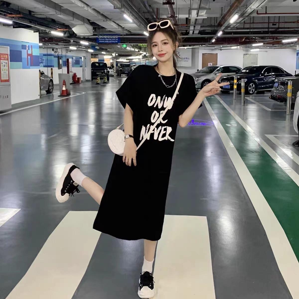 Футболка платье свободного покроя большого размера короткое платье летнее платье — фото 5