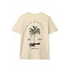 Women's Coconut Tree & Letter Print Drop Shoulder Sleeve Tee- Fashion Short Sleeve Top