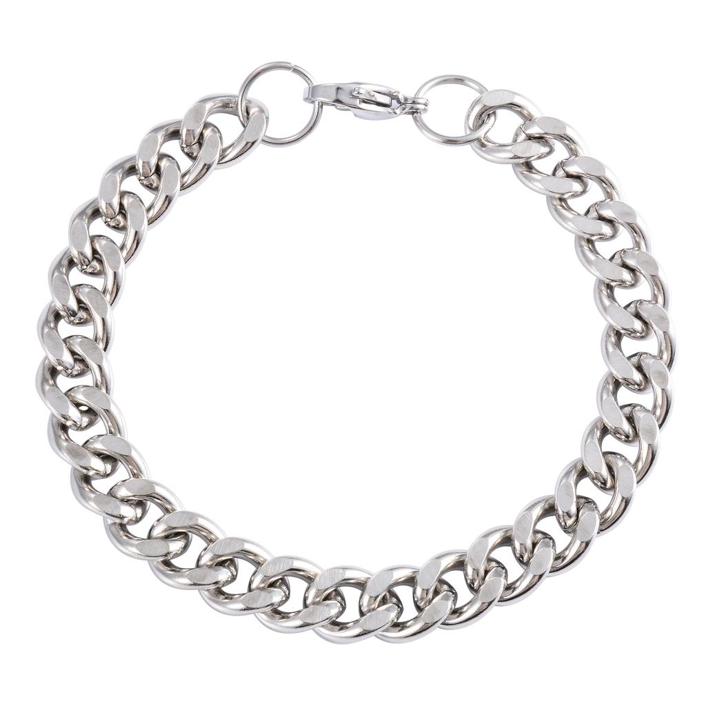 Men's Chunky Stainless Steel Miami Cuban Chain Bracelet Punk Wristband Silver Color Bangle Jewelry Accessory for Foot Hand Chain