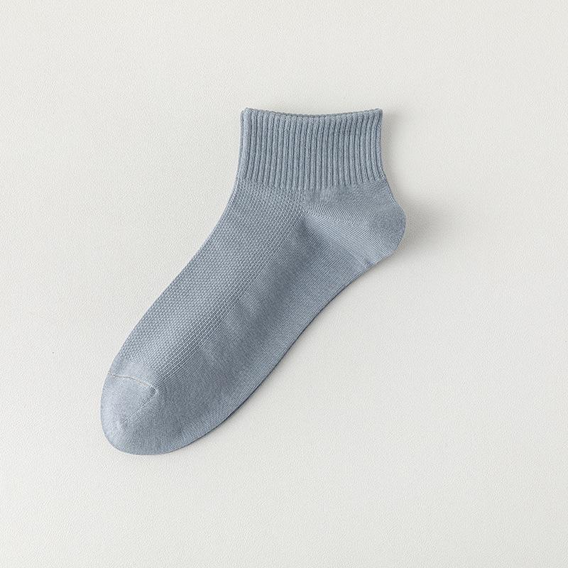 

Мужские летние тонкие носки-подследники из 100% хлопка, однотонные, базового стиля, универсальная сетка, средней длины One Size светло-синий
