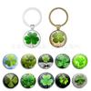 Crystal Glass Lucky Clover Keychain Pendant Gift