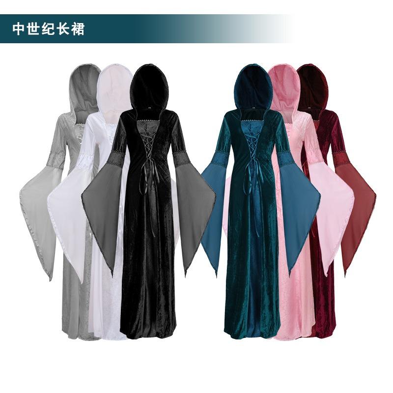 Halloween medieval cape women's costume retro guide robe role stage play