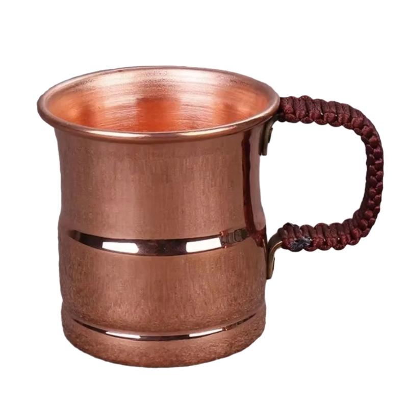 

Purer Copper Drinking Cup Braided Handle for Beverages Beer Milk Juices Comfortable Grip Drinkware for Home Use 70