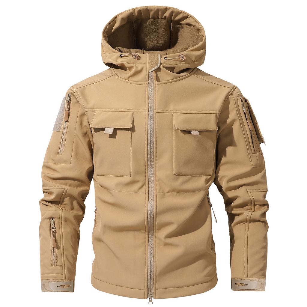 Men'S Loose Jacket Fashionable Multi Pocket Hooded Jacket