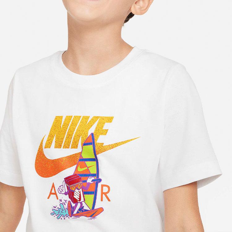 Nike Anime Print Logo Crew Neck Short Sleeve T-Shirt Kids Tops White FV5346-100