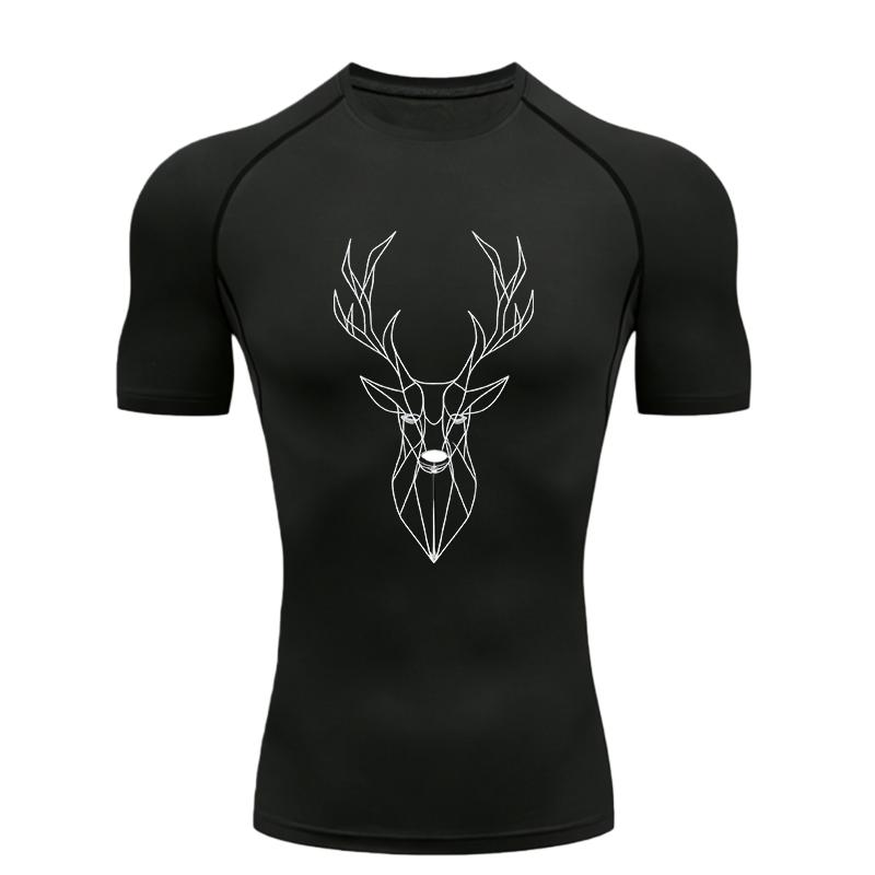 Skull Pattern  Men's Sports T - Shirt Training Fitness Compression Workout T - Shirt Athletic Tees Gym T - Shirts Running