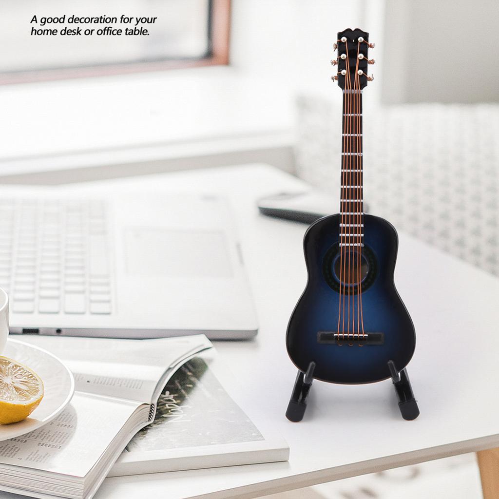 Miniature Wooden Guitar Model Display Mini Musical Ornaments Craft Home Decor