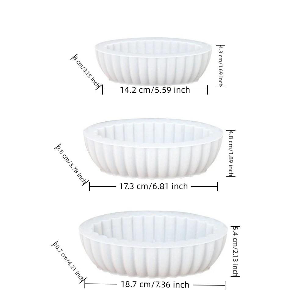 Striped Storage Bowl Mold Pleated Flower Pot Mold Castings Resin Mold Handicraft