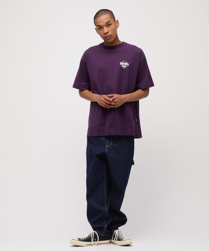 Avirex USA Logo Short Sleeve T-Shirt, Men's, Size M, 080, Purple, 783-5234002