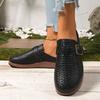 Fashion Summer 2025 New Style Woven Flat Bottom Ladies Slippers Beachwear Casual Slip-On Sandals Comfortable Rubber Sole Adult Footwear