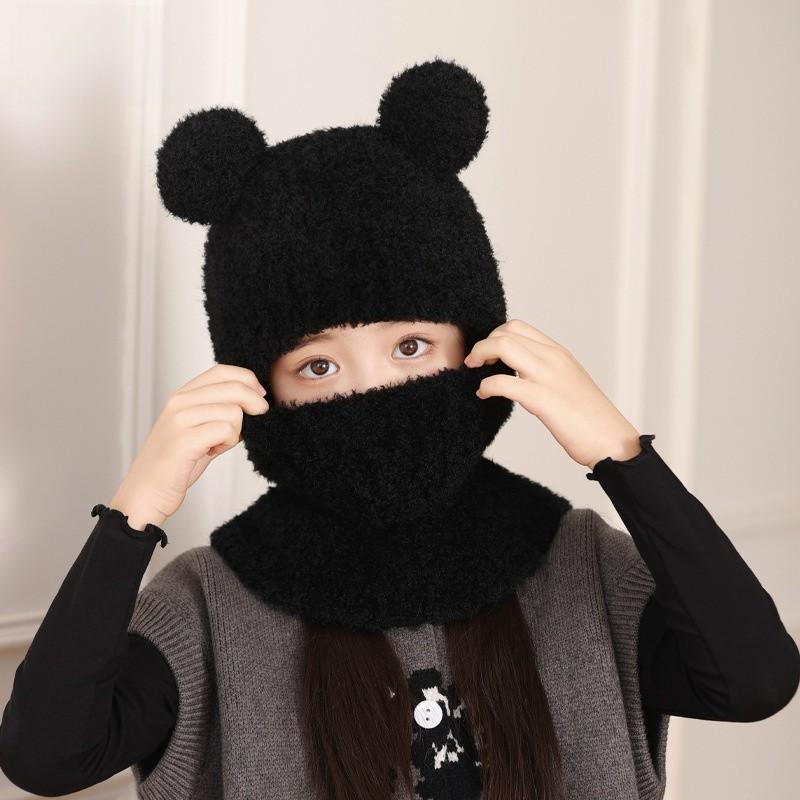 Childrens Cute Cartoon Headgear With Face Mask And Ear Protection For Winter Play