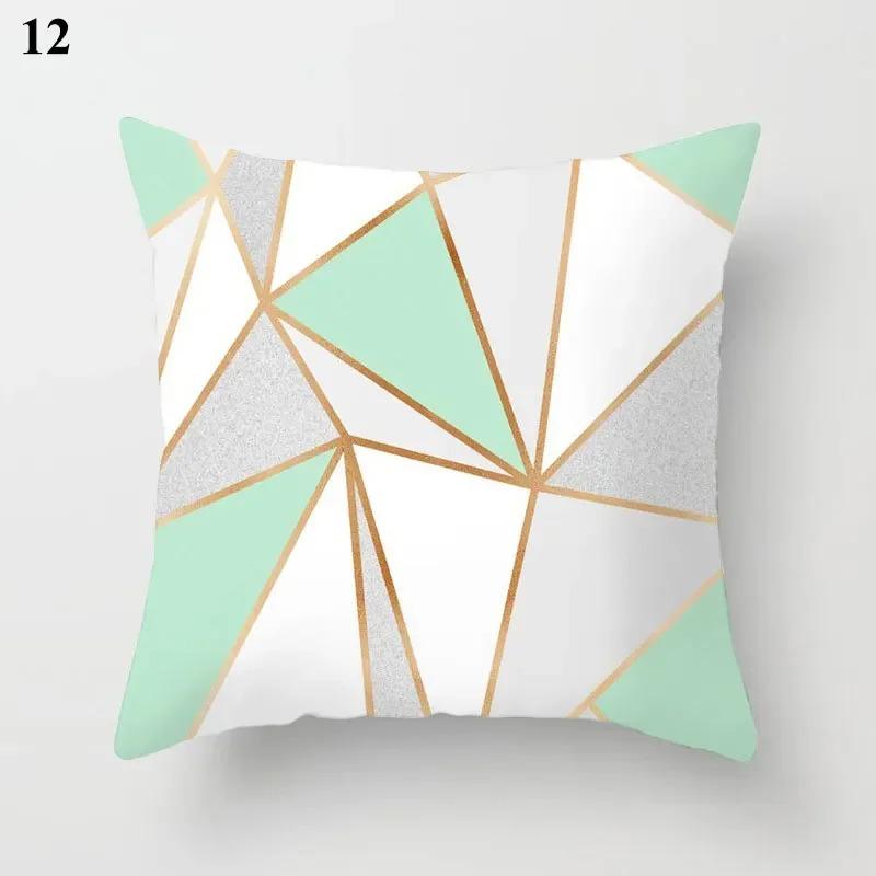 Housse de coussin géométrique, décoration de lit moderne, vert menthe, bleu, pour canapé élégant