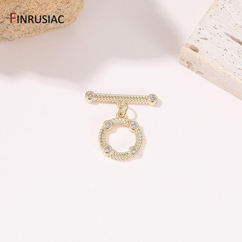 

14K Gold Plated Inlaid Zircon Star Heart Round OT Clasps For Necklace Bracelet Making High Quality DIY Jewelry Findings 2 pieces