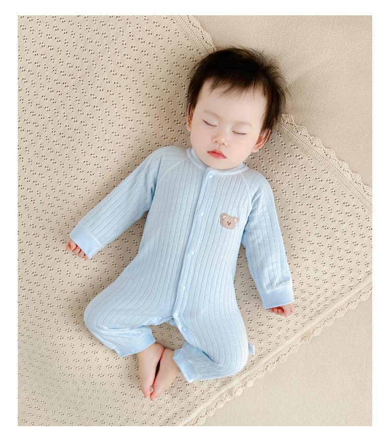 Pure Cotton Baby Romper: Open Front, Class A, for 0-12 Months, Spring/Autumn, Newborn Outerwear, Crawling Suit, Single-Layer Base.