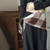 Retro Checkered Diamond Shaped Scarf For Women Korean Versatile Headband Warm Neck Scarf Decor Multifunctional Fart Curtain