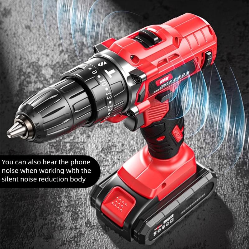 Multi functional 21V Electric Drill Handheld Dual Speed Impact Lithium Drill Cordless Screwdriver Small Electric Power Tools