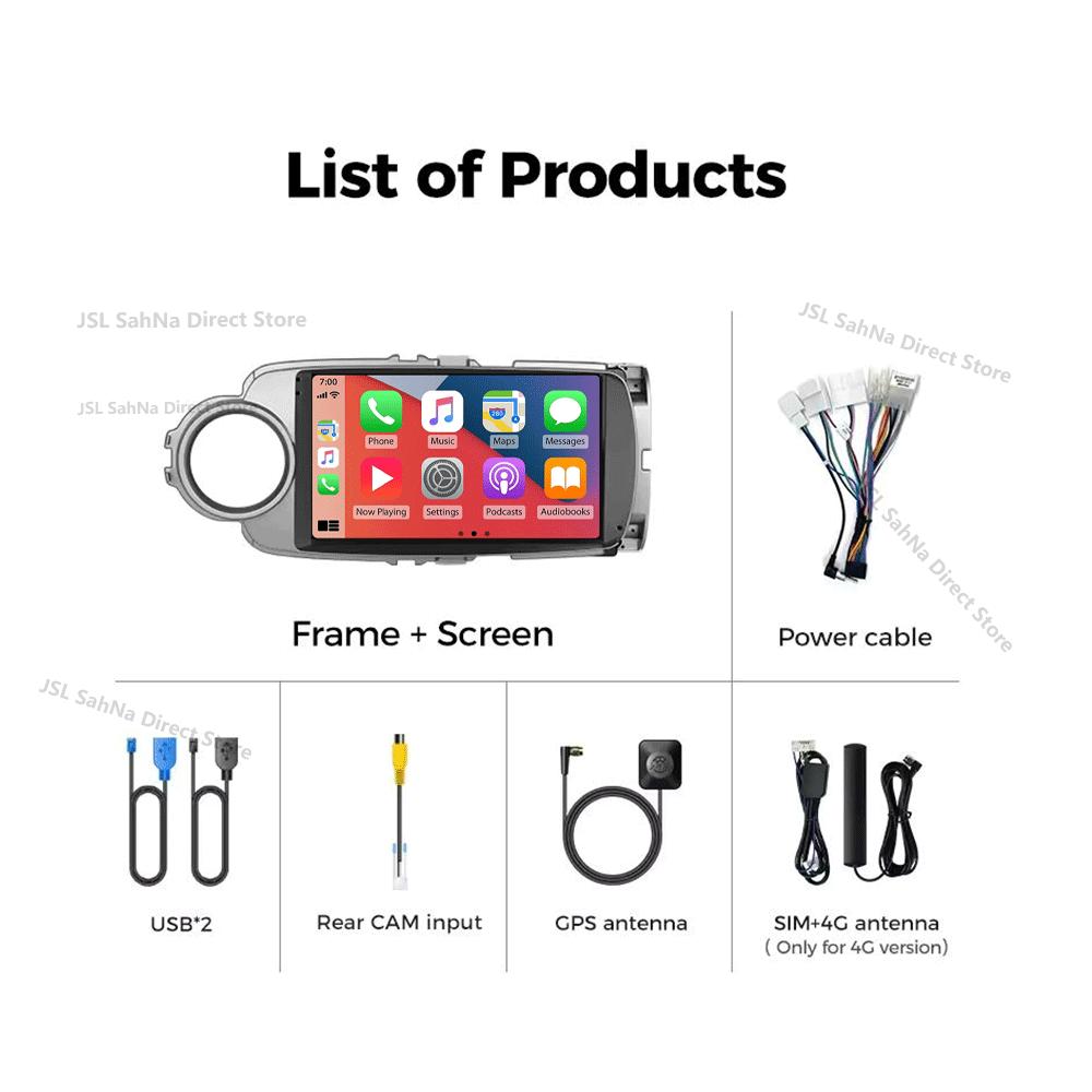 Car Radio For Toyota Yaris LHD RHD 2012-2017 Multimedia Stereo Video Player Android 14 BT DSP Auto Carplay GPS Navigation