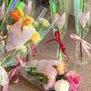 30PCS Love Heart Iridescent Single Rose Sleeves DIY Transparent Flower Wrapping Bag Floral Material Packaging Waterproof