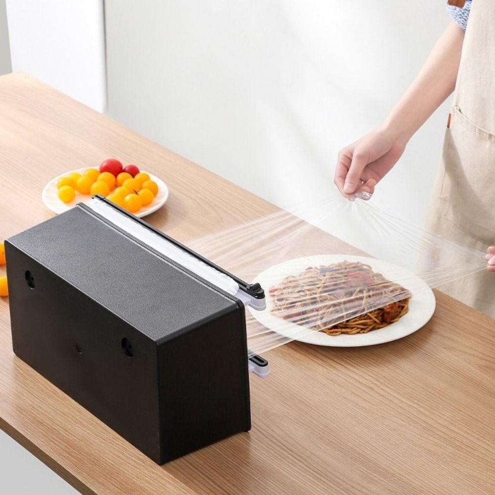 2 in 1 Food Film Dispenser Cutter Plastic Safety Aluminum Foil Cutting Machine Refillable Wrap Organizer