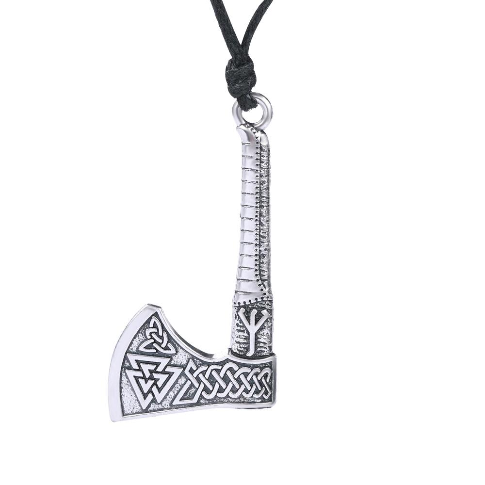 Viking Axe Necklace for Men Norse Runes Compass Pendant Vintage Amulet Jewelry Male Boy Gifts