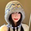 Fair Island retro knitted balaclava hat women's autumn and winter face small balaclava hat thickened warm ear protection hat