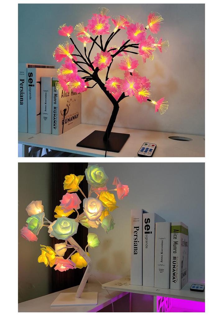 LED Maple Leaf Tree Lamp with Voice Remote - Creative USB Night Light for Room Decor & Gifts