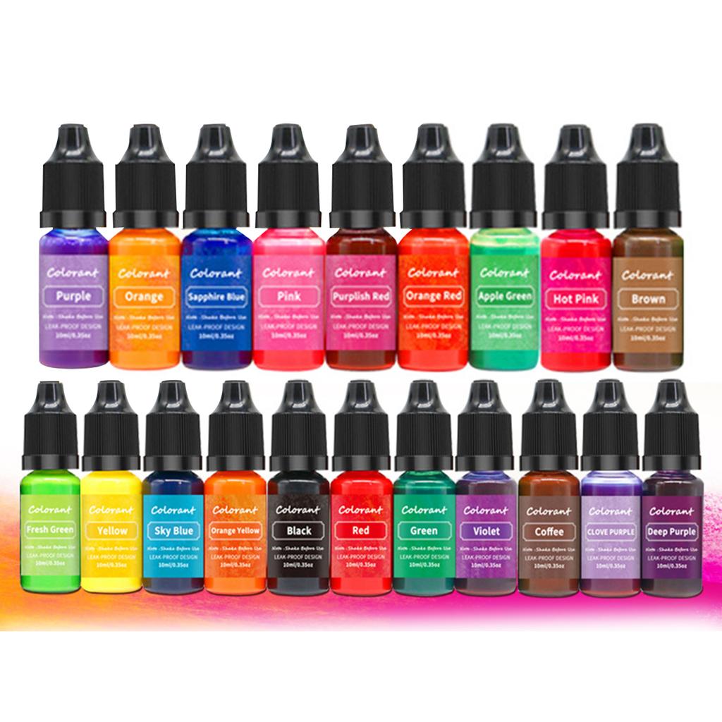 20 st Ljusfärgfärgämne Färgämne för Ljusframställning Ljus Pigmentfärgfärger DIY Handgjord Tvål Ljusframställning 10ml Flytande Badfärgämne