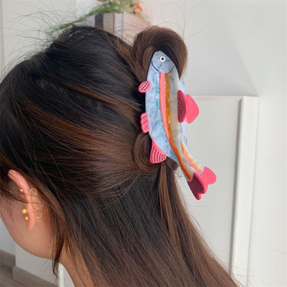 Acetic Acid Ocean Animal Hair Clip Creative Geometry Shark Clip Small Fish Hair Claw  Streetwear