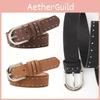 Women Faux Leather Western Style Belt With Beaded Embellishments For Street Fashion