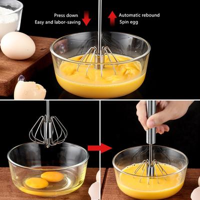 Semi Automatic Mixer Whisk Stainless Steel Rotary Whisk  Hand Mixer Self-Turning Cream Utensils Kitchen Mixer Egg Tools