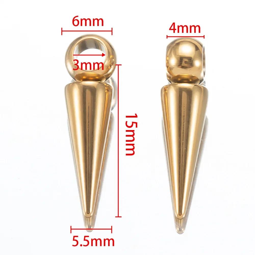 10PCS Stainless Steel Cone Charms Pendants Retro Spike Beads Charms Pendants for Women Man Hoop Earring Jewelry Making Supplies