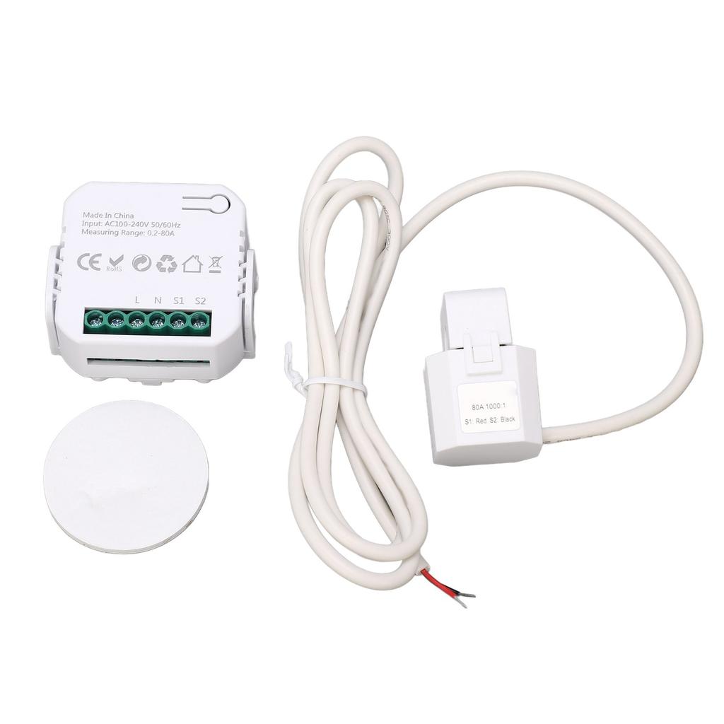 WiFi Energie Monitor Einphasen Smart Stromzähler mit Klemme Stromverbrauch Monitor 100‑240VAC