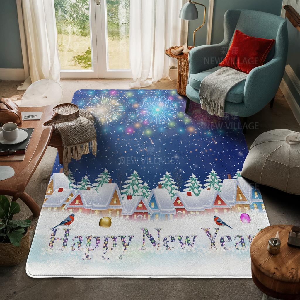 House Entrance Carpet Home Door Mat Living Room Bath Foot Bathroom Non-slip Water Absorption Rugs Bath Merry Christmas Winter