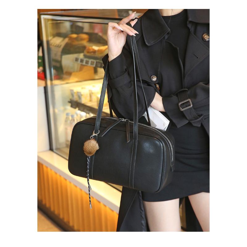 Genuine Leather Boston Bag for Women 2026 New Style Large Capacity Commuter Shoulder Handbag