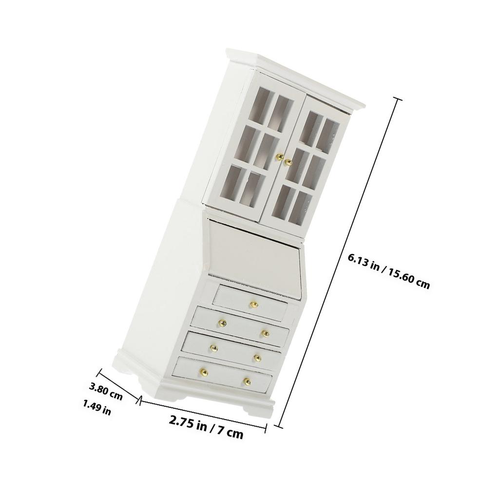 Miniature Cabinet 1:12 Scale Wooden Tiny House Furniture Creative Decoration for Living Room Bedroom Study Micro Scene