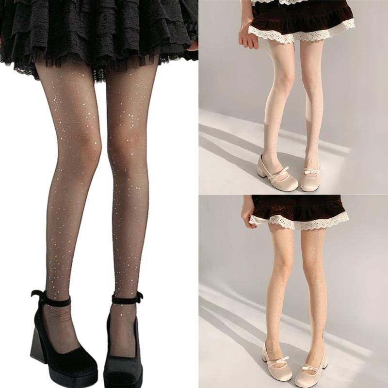 Women's Shimmer Tights Control Top Pantyhose Sparkly Sequins Pantyhose Tights Sheer Stockings