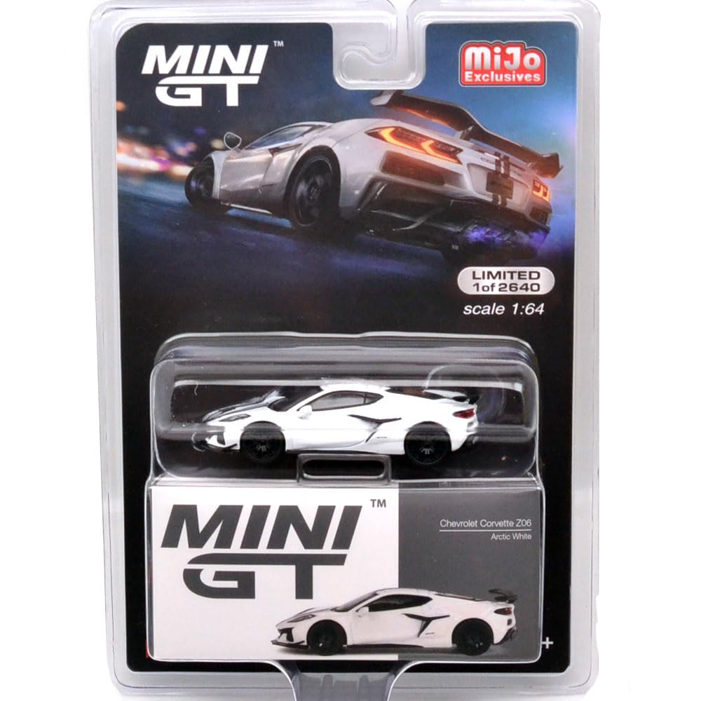 MINI GT 164 Scale U.S. MiJo Toys Limited Edition Chevrolet Corvette Z06 2023 (Arctic White)