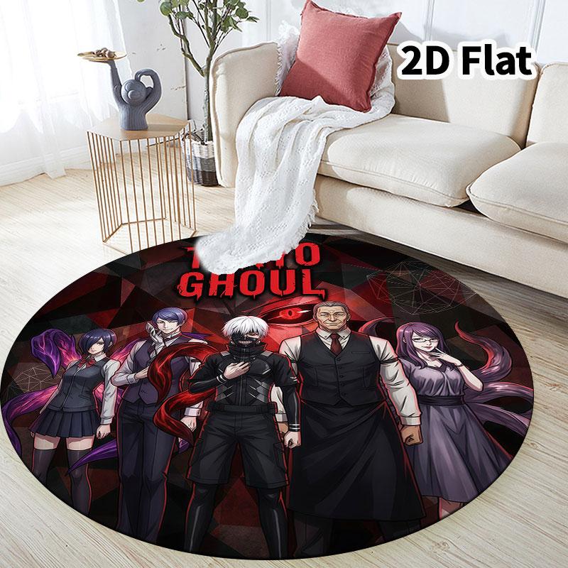 Tokyo Ghoul Runder Teppich Teppich für Wohnzimmer Schlafzimmer Sofa Spielzimmer Dekor Rutschfeste Bodenmatte